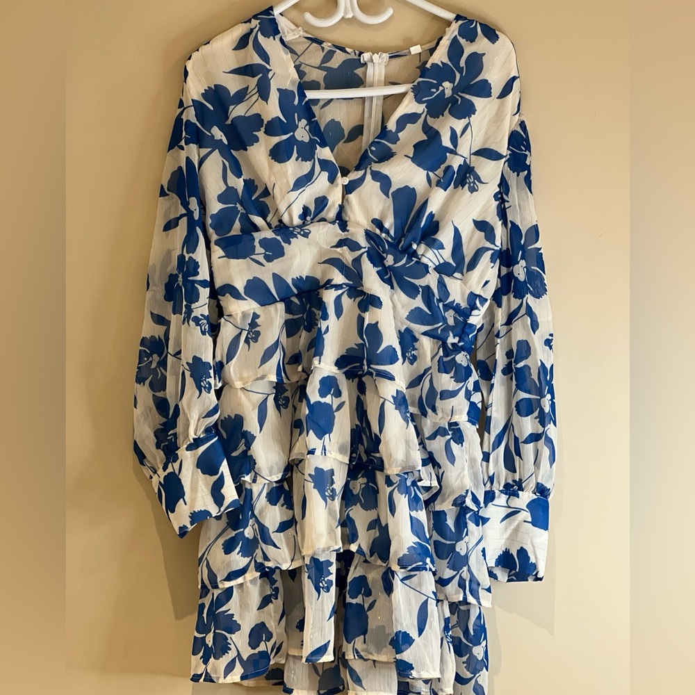 SHEIN Rosie Women’S Plant printed Multi-Layered ruffle Hem Dress